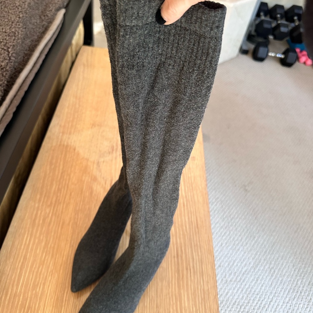 Zara Charcoal Over-the-Knee Sock Boots